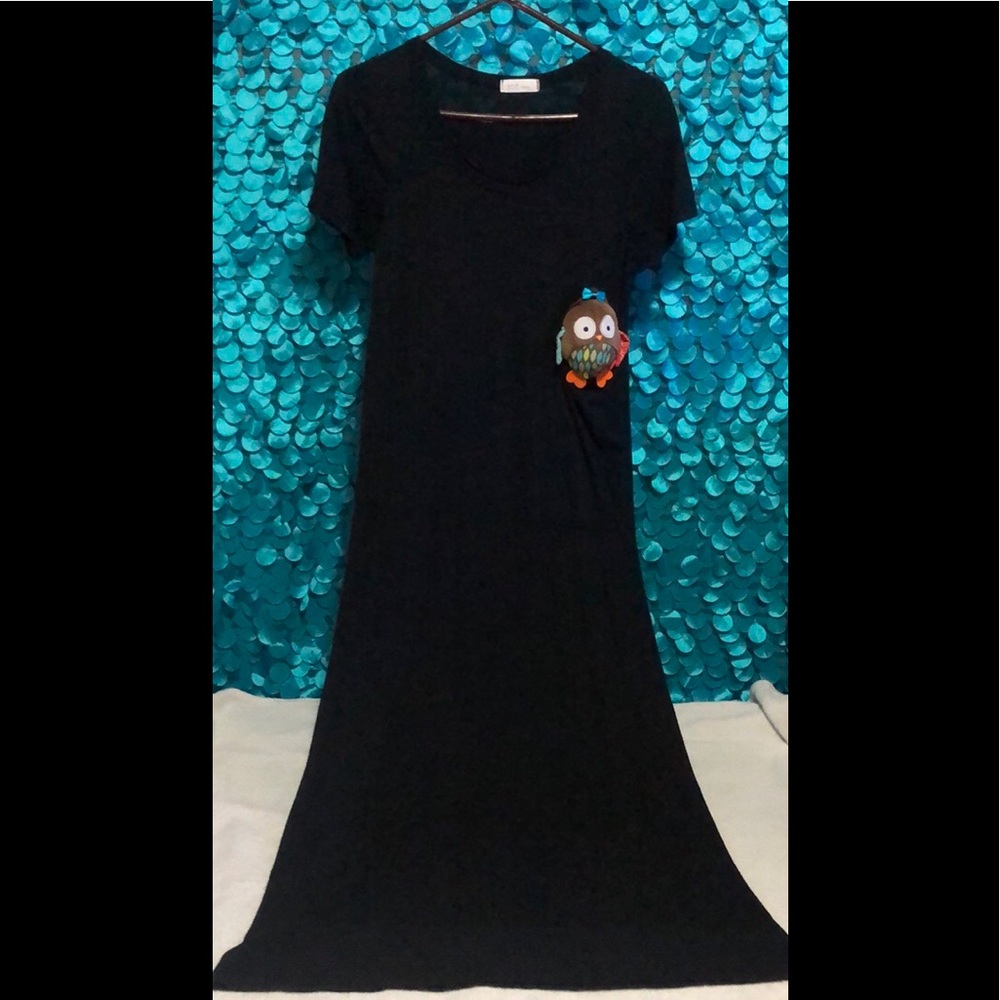 Black dress with cute Owl in the pockets